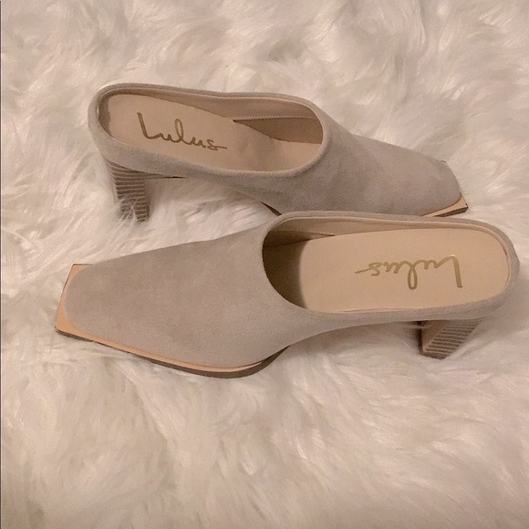 ✨NIB✨Lulu’s Ivory Suede Square Toe Mules - Picture 4 of 11